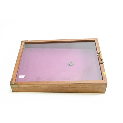 74 - Glass fronted table top display case with padlock and Pilkington glass W50 x D65 x H12cm