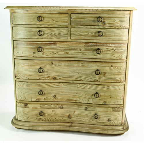 86 - Serpentine fronted pine chest of eight drawers by Loaf W103 x D45 x H108cm