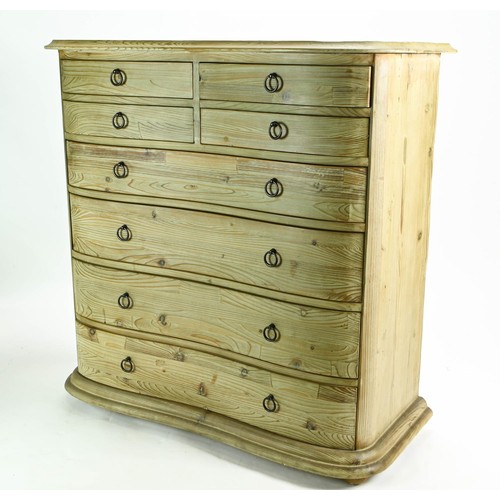 86 - Serpentine fronted pine chest of eight drawers by Loaf W103 x D45 x H108cm