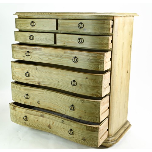 86 - Serpentine fronted pine chest of eight drawers by Loaf W103 x D45 x H108cm