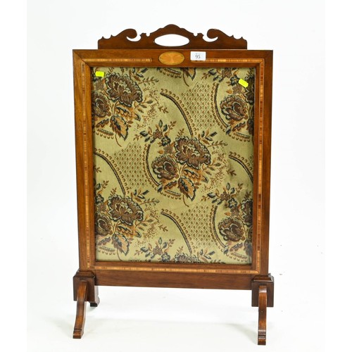 95 - Edwardian inlaid fire screen with glass front