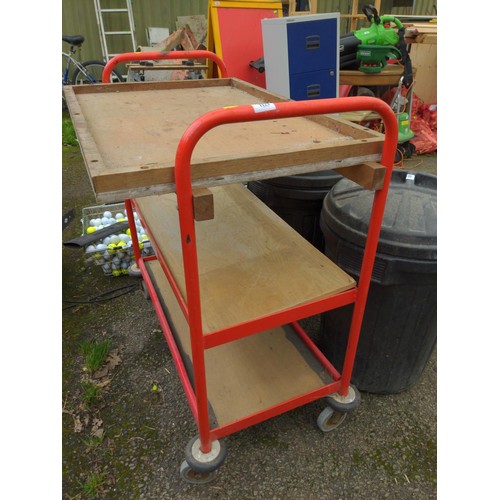 1121 - 3 tier trolley on wheels with added bench top 94 x 60 x 98cm