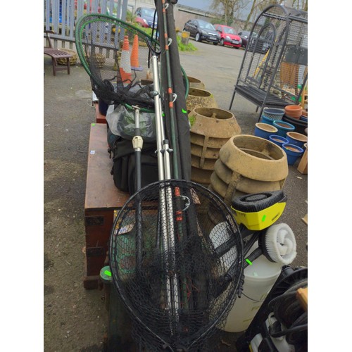 1149 -  Collection of fishing gear Inc Rods, nets, reels, waders 44 - 45, Gloves, Bags, Flies, line, F... 