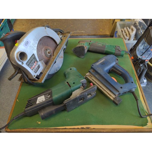 1249 - Parkside circular saw, Parkside sander, staple/nail gun, Parkside jigsaw. 