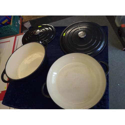 1304 -  Linea enamel casserole dishes x 2 