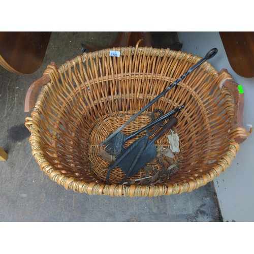 1329 - Large log basket with small companion set