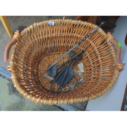 1329 - Large log basket with small companion set