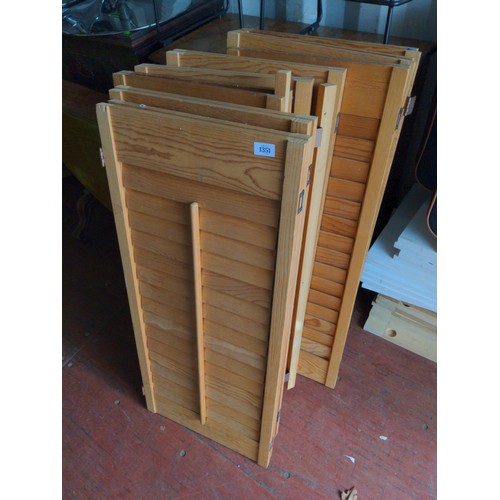 1351 - 8 x cedar louvre window shutter panels. Four panels W86 x H99 extended and four are W80.5 x H99cm ex... 