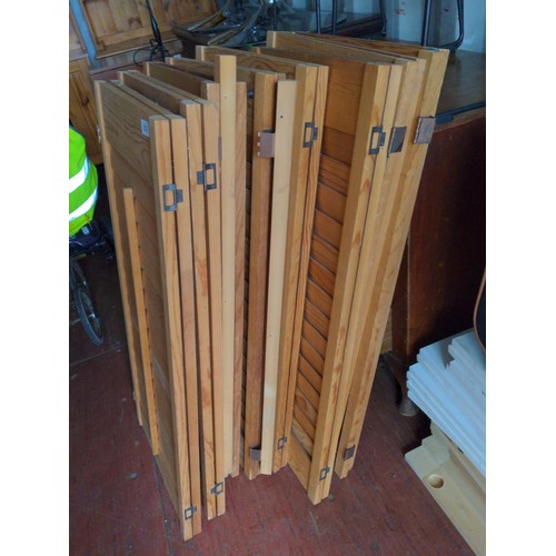 1351 - 8 x cedar louvre window shutter panels. Four panels W86 x H99 extended and four are W80.5 x H99cm ex... 