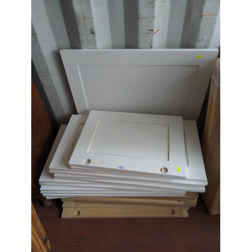 1353 - Various size kitchen cupboard doors white 'largest 62 x 78cm' + bare wood 