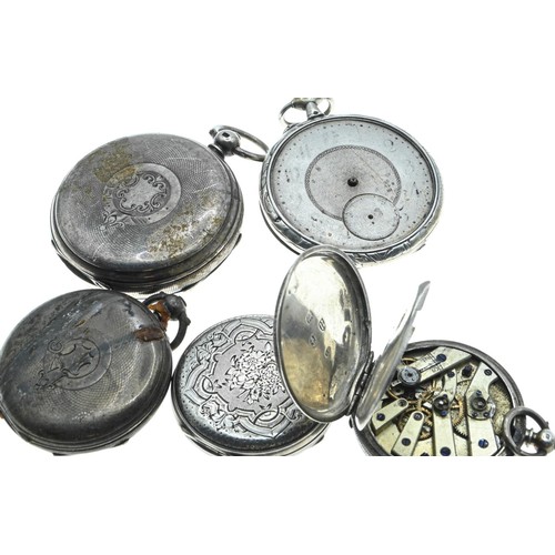 387 - Five various silver mounted pocket watches, in as found condition