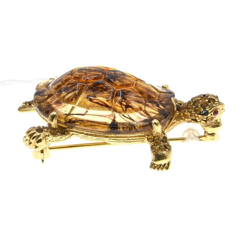 409A - Ciner tortoise brooch, length 42mm