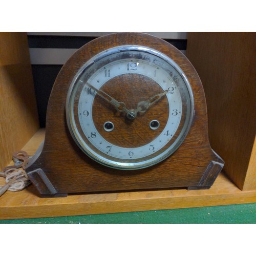 191 - 2 British made Deco style mantle clocks with pendulums and keys