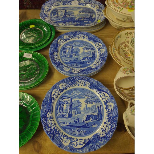 247 - Set of 8 Spode blue and white Italian design dinner and serving plates