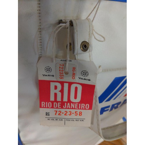 311 - 1970s Air France flight bag with an Air France Concorde luggage tag and original Varig Rio de Janeir... 