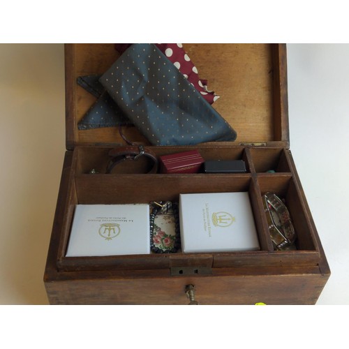 340 - Large lockable trinket box with contents Inc, costume jewellery, watches etc...