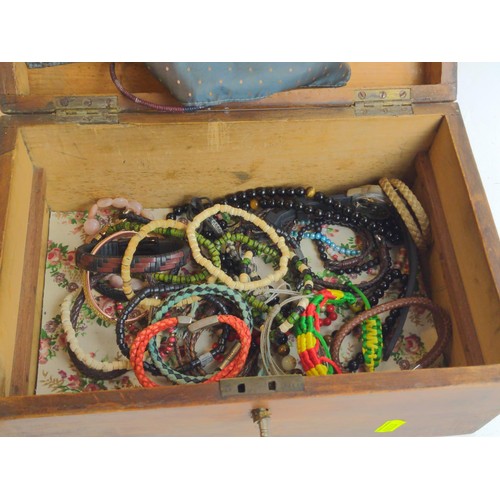 340 - Large lockable trinket box with contents Inc, costume jewellery, watches etc...