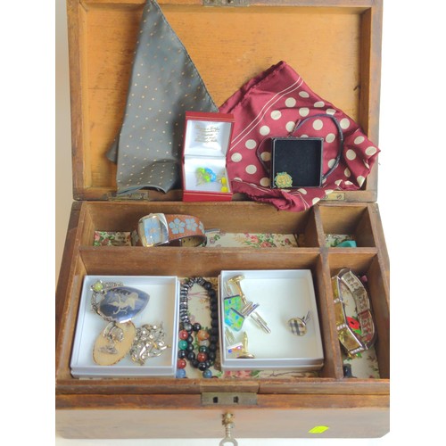 340 - Large lockable trinket box with contents Inc, costume jewellery, watches etc...