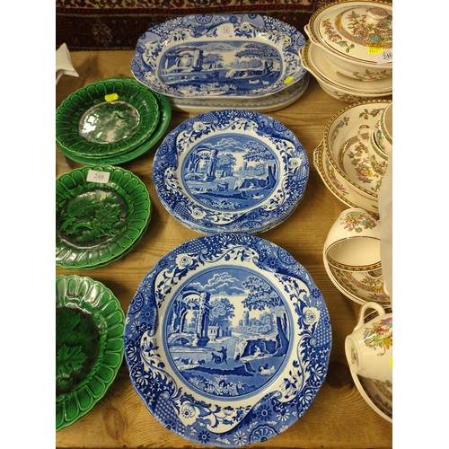 247 - Set of 8 Spode blue and white Italian design dinner and serving plates