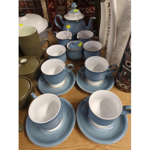 259 - Modern Deby tea ware, tea pot, milk jugs, goblets, cups and saucers.