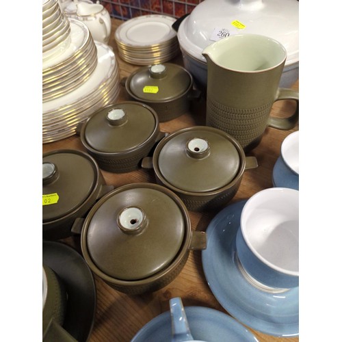 260 - Denby chevron lidded soup bowls x 5, lidded tureen,(not chevron) etc...