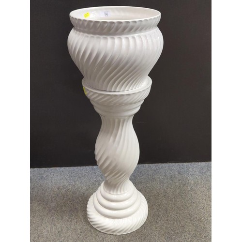 96 - White ceramic jardiniere and stand, overall height 79cm