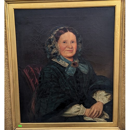 136 - Portrait of a seated Victorian lady , in a gilt frame  92cm width 105cm height.