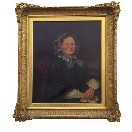 136 - Portrait of a seated Victorian lady , in a gilt frame  92cm width 105cm height.