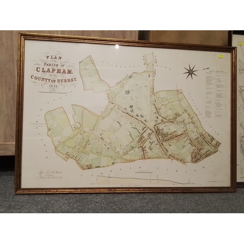 132 - Two framed ordnance survey maps of Clapham Common in the Coumty of Surrey.