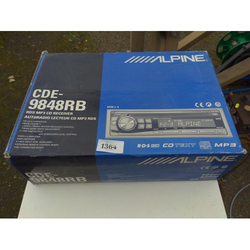 1364 - Alpine CDE-9848RB in car CD player with cables 