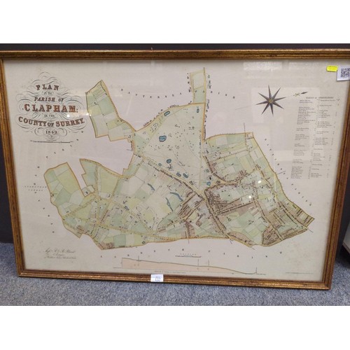 132 - Two framed ordnance survey maps of Clapham Common in the Coumty of Surrey.