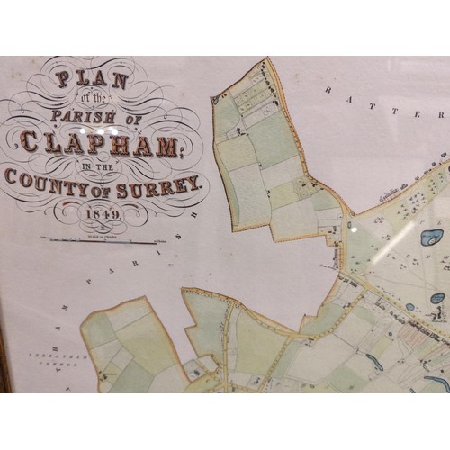 132 - Two framed ordnance survey maps of Clapham Common in the Coumty of Surrey.