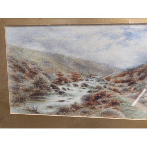 141 - Two framed moorland scene watercolours. 58cm x 45cm