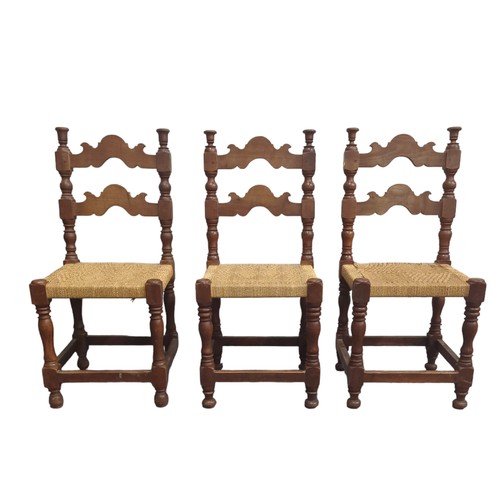 104 - Oak framed cane seated dining chairs 5 in total