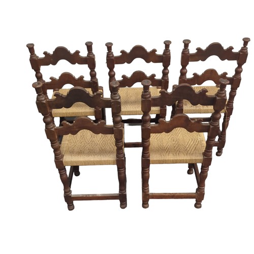 104 - Oak framed cane seated dining chairs 5 in total