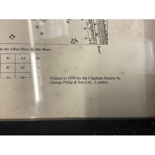 132 - Two framed ordnance survey maps of Clapham Common in the Coumty of Surrey.