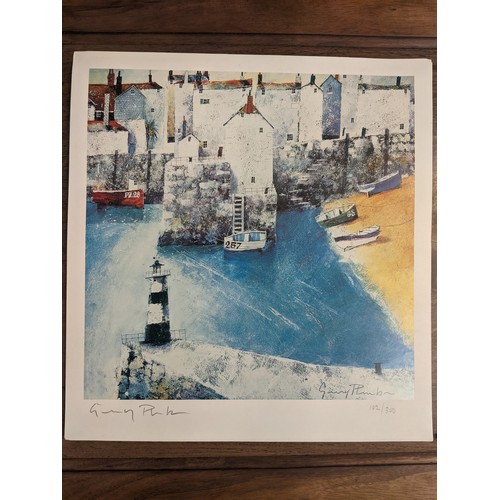 118 - Jerry Plumb - two signed ltd ed. Cornish harbour scene prints, together with a Mary Stork, signed pr... 