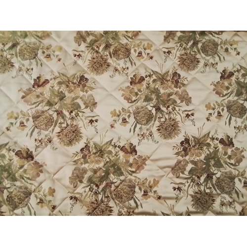 128 - Two duvet covers and one quilted throw in gold coloured background and floral detail. 240 x 220 cm