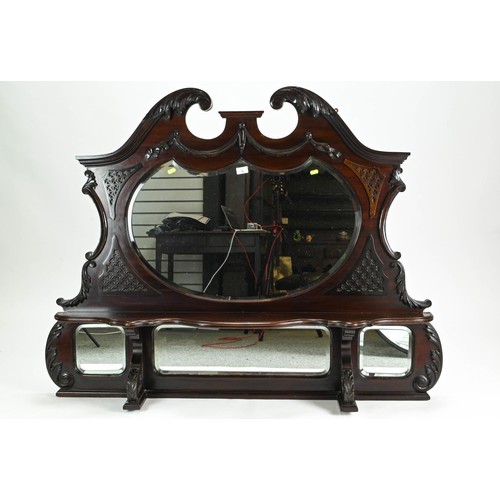 11 - Large mahogany over mantle mirror with shelf W112 x H110