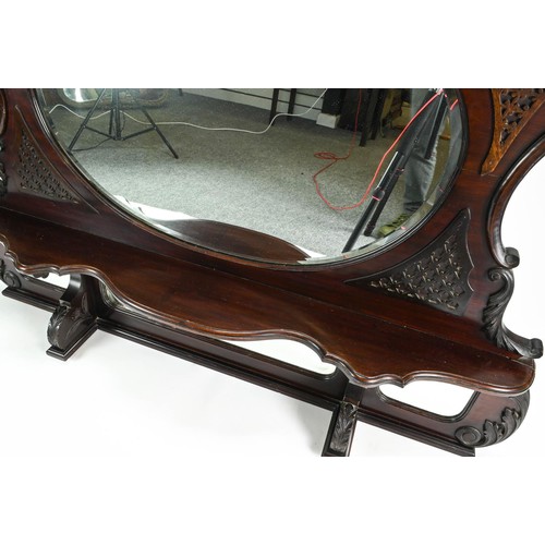 11 - Large mahogany over mantle mirror with shelf W112 x H110