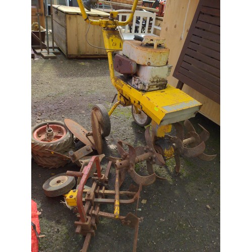 1235 - Mountfield petrol rotovator with spare wheels, cutting discs & other attachments.  Working ... 