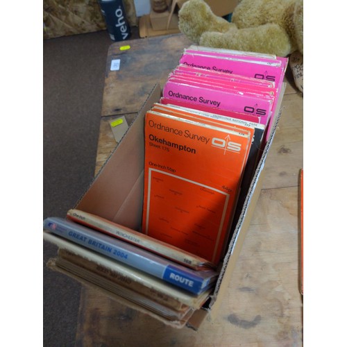 205 - Box of approx 30 OS maps, Bournemouth, Taunton & Lyme Regis, Okehampton etc