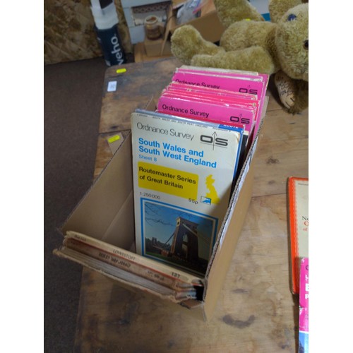 205 - Box of approx 30 OS maps, Bournemouth, Taunton & Lyme Regis, Okehampton etc