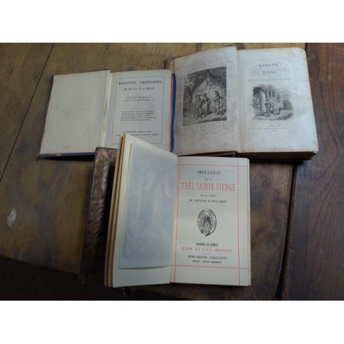 218 - Three small and miniature antiquarian books to include: Morning Thoughts, A Daily Text Book pub. 189... 