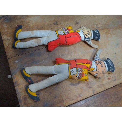 227 - 2 Sunny Jim stuffed dolls, 39 cms tall