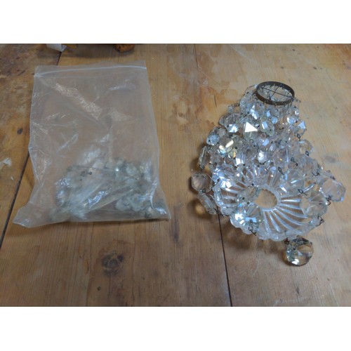 249 - 2 small chandeliers plus extra glass