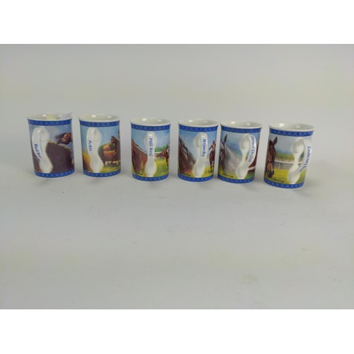 106 - Set of six 'Racing Legends' racehorse themed bone China mugs by Danbury Mint
