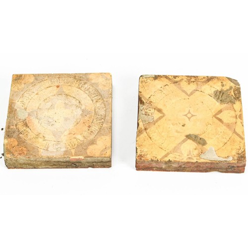 59 - Two decorative tiles, marked 'Lugwardine Hereford' to reverse