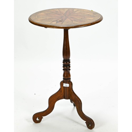 72 - Inlaid tilt top circular side table dia.46 x ht.70cm