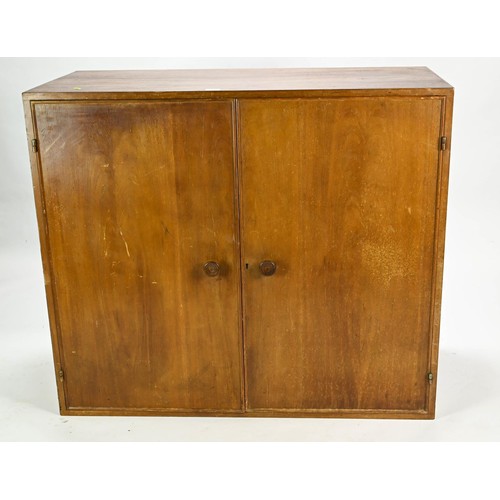 78 - Teak two over three chest of drawers within cupboard W110 x D52 x H96cm